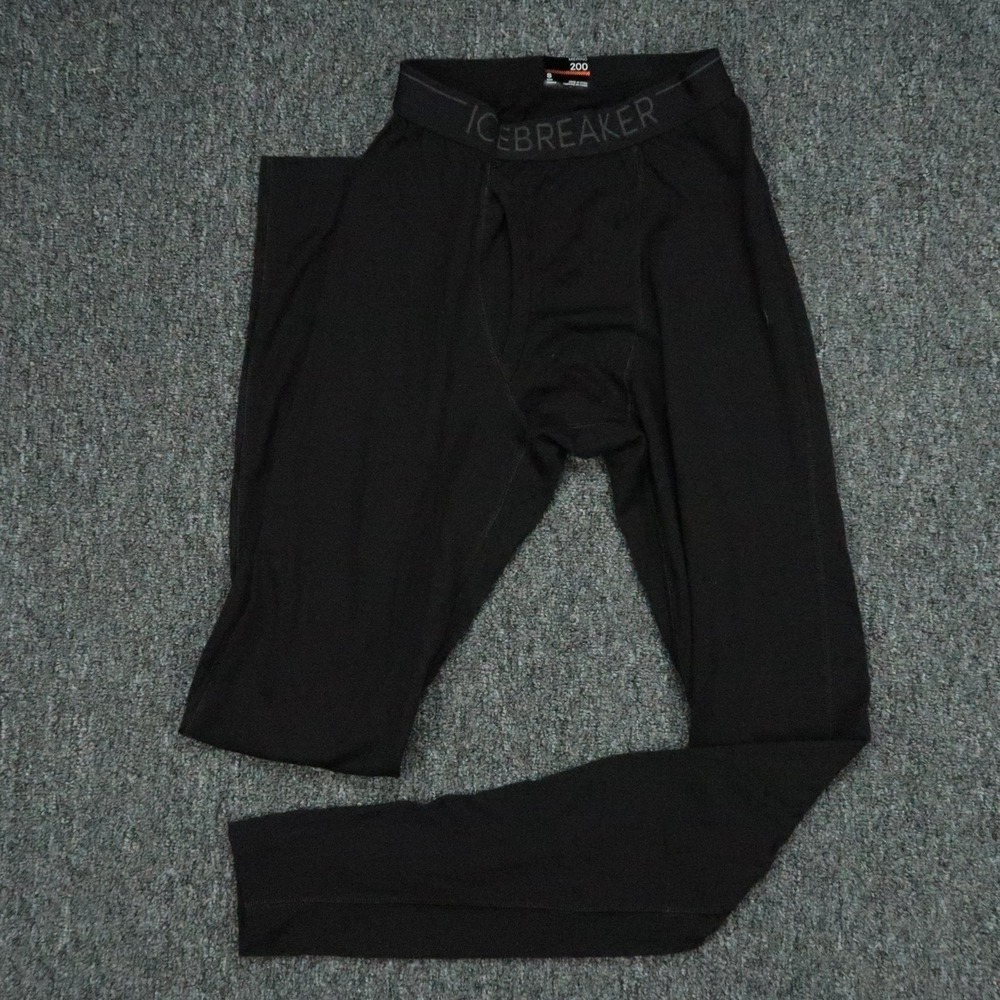 Icebreaker Pants Mens Small Black Athletic Merino 200 Base Layer Thermal